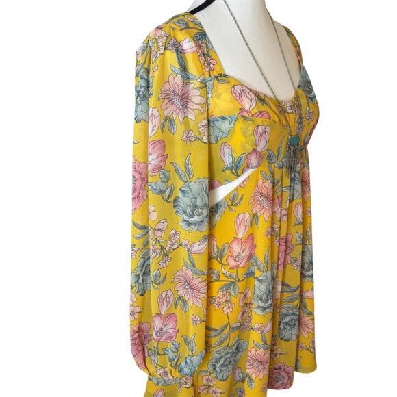 Go-Go Girl Floral Mini Dress Womens Boho Cottagecore Romantic NWT Festival Fall - Picture 5 of 9